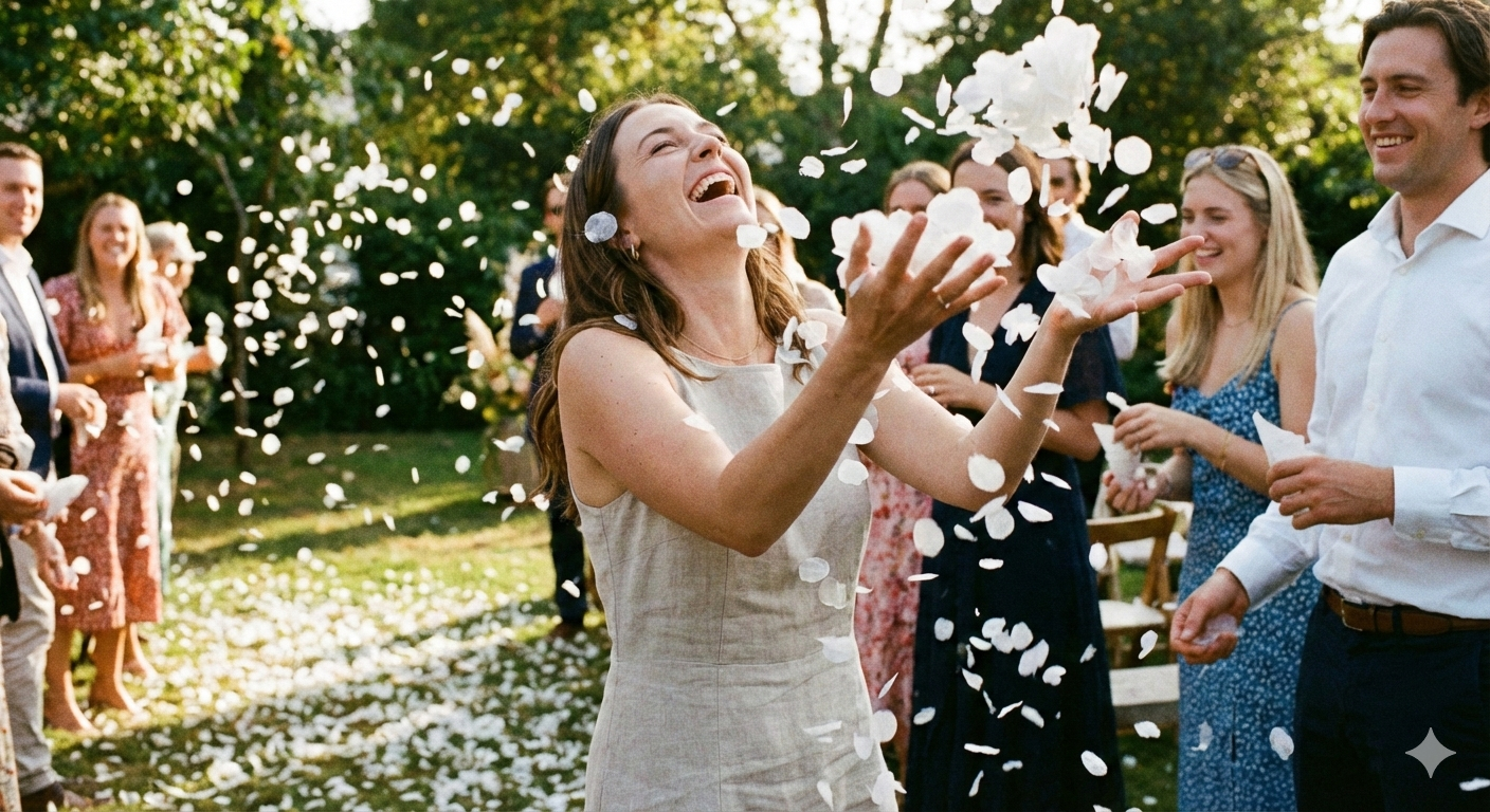 White rice paper confetti